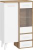 Nordis könyvespolc 2 ajtó 2 fiók - Arany tölgy - Fehér