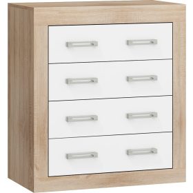  Verin komód 4 fiók - Világos Sonoma tölgy - Fényes fehér