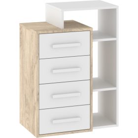 Rio komód 4 fiók jobbos - Endgrain tölgy - Fehér