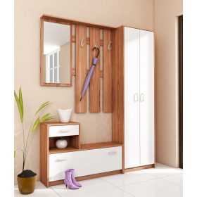 Előszoba bútor szett 1 - Wallis szilva - Fehér