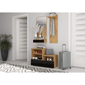   City előszoba bútor szett - Artisan tölgy - Fényes fekete