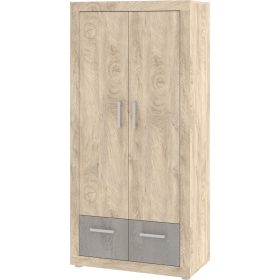   Viki gardróbszekrény 4 ajtó - Endgrain tölgy - Beton szürke