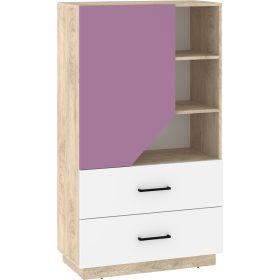   Pax 80 alacsony könyvespolc 1 ajtó 2 fiók - Endgrain tölgy - Fehér - Levendula
