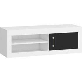 Verin TV-állvány 1 ajtó - Fehér - Fényes fekete