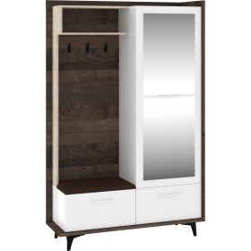   Box tükrös előszoba szekrény 3 ajtó - Grange tölgy - Fehér - Granada mandula - Barna huzat
