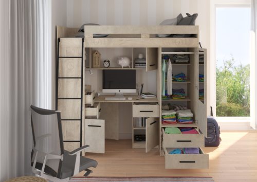 Smyk galériaágy balos - Endgrain tölgy - Granada mandula