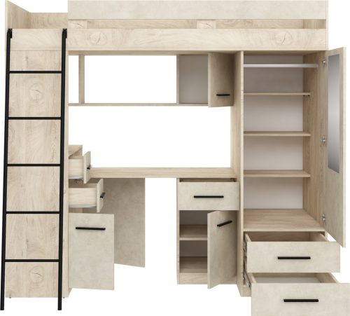 Smyk galériaágy balos - Endgrain tölgy - Granada mandula