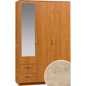   Wenecja 1 gardróbszekrény 3 ajtó 2 fiók tükörrel - Endgrain tölgy
