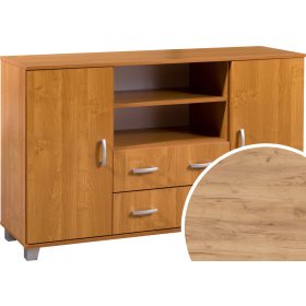   Komód 2 ajtó 2 fiók nyitott polc KN-1442S2DW6 - Arany tölgy