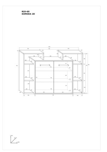 Rio komód 2 ajtó - Burgundy tölgy - Fehér