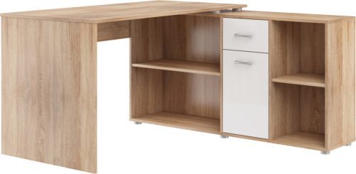 Beat P íróasztal kombináció jobbos - Világos Sonoma tölgy - Fényes fehér