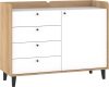Dolce komód 1 ajtó 4 fiók - Cremona tölgy - Fényes fehér