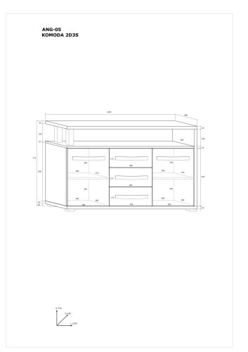 Angel komód 2 ajtó 3 fiók - Artisan tölgy - Fehér