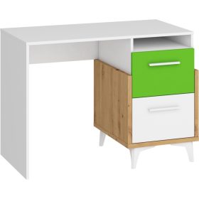   Hey íróasztal 2 fiók 105 - Artisan tölgy - Fehér - Zöld