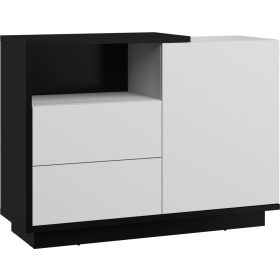 Hybrid komód 1 ajtó 2 fiók - Fekete - Fényes fehér