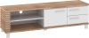Lamir TV-állvány 1 ajtó 2 fiók - Világos Sonoma tölgy - Fényes fehér - Fehér