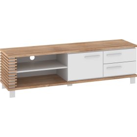   Lamir TV-állvány 1 ajtó 2 fiók - Világos Sonoma tölgy - Fényes fehér - Fehér