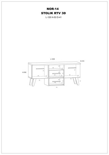 Nordis TV-állvány 3 ajtó - Sötét Sonoma tölgy - Fehér