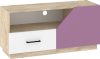 Pax 120 TV-állvány 1 ajtó 1 fiók - Endgrain tölgy - Fehér - Levendula