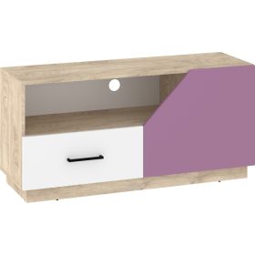   Pax 120 TV-állvány 1 ajtó 1 fiók - Endgrain tölgy - Fehér - Levendula