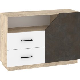  Pax 120 komód 1 ajtó 2 fiók - Endgrain tölgy - Fehér - Granada barna