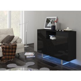 King komód nagy 3 ajtó - Fekete - Fényes fekete