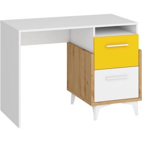   Hey íróasztal 2 fiók 105 - Artisan tölgy - Fehér - Sárga
