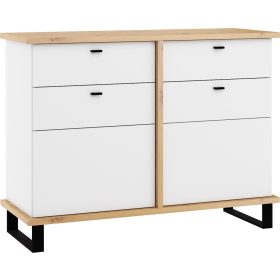 Cross komód 2 ajtó 2 fiók - Artisan tölgy - Fehér