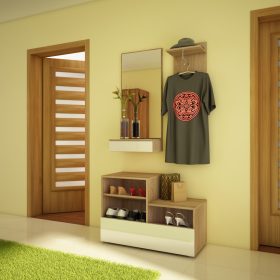   City előszoba bútor szett - Világos Sonoma tölgy - Fényes fehér