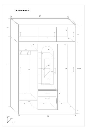 Aleksander 2 tolóajtós gardróbszekrény tükör nélkül - Grange tölgy