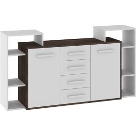 Rio komód 2 ajtó 4 fiók - Grange tölgy - Fehér