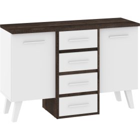 Nordis komód 2 ajtó 4 fiók - Grange tölgy - Fehér