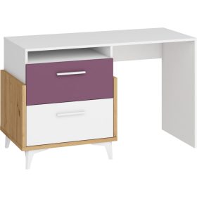 Hey íróasztal 2 fiók 125 - Artisan tölgy - Fehér - Lila