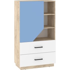   Pax 80 alacsony könyvespolc 1 ajtó 2 fiók - Endgrain tölgy - Fehér - Világos kék