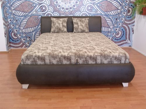 Florida ágyneműtartós kárpitozott franciaágy 140x200 cm - Barna - mintás