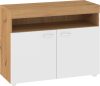 Max komód 2 ajtó - Artisan tölgy - Fényes fehér