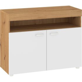 Max komód 2 ajtó - Artisan tölgy - Fényes fehér