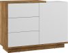 Hybrid komód 1 ajtó 3 fiók - Burgundy tölgy - Fényes fehér