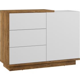  Hybrid komód 1 ajtó 3 fiók - Burgundy tölgy - Fényes fehér