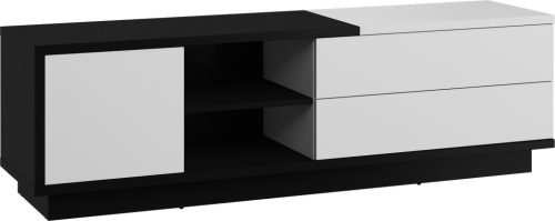 Hybrid TV-állvány 1 ajtó 2 fiók - Fekete - Fényes fehér