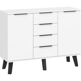 Sven komód 2 ajtó 4 fiók - Fehér - Fényes fehér