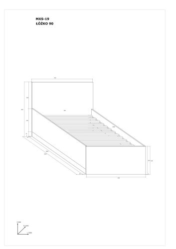 Maximus ágykeret 90 - Burgundy tölgy - Fényes fehér