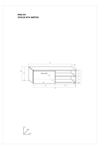 Magic TV-állvány 1 ajtó kicsi - Artisan tölgy - Fényes fehér
