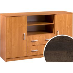   Komód 2 ajtó 2 fiók nyitott polc K-1442S2DW6 - Grange tölgy