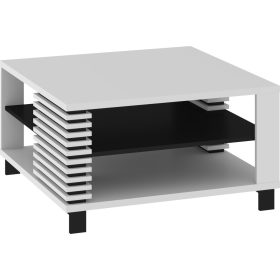 Lamir dohányzóasztal K négyzet alakú - Fehér - Fekete