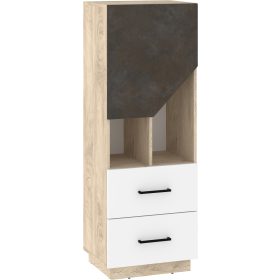   Pax 50 alacsony könyvespolc 1 ajtó 2 fiók - Endgrain tölgy - Fehér - Granada barna