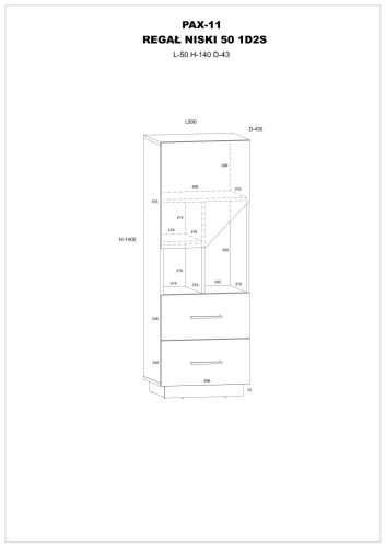 Pax 50 alacsony könyvespolc 1 ajtó 2 fiók - Endgrain tölgy - Fehér - Granada barna