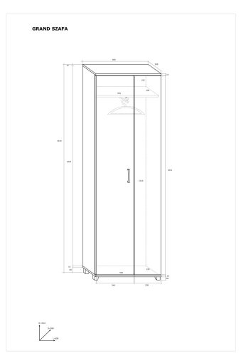 Grand előszoba bútor szekrénnyel - Világos Sonoma tölgy - Sötét Sonoma tölgy