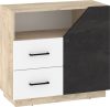 Pax 90 komód 1 ajtó 2 fiók - Endgrain tölgy - Fehér - Beton fekete