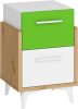 Hey éjjeliszekrény 2 fiók 45 - Artisan tölgy - Fehér - Zöld